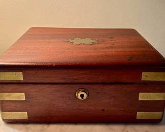 Vintage Box with Brass Accents & Velvet Lining