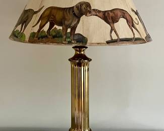 Brass Lamp with Dog Lampshade