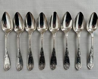 (8) Morrison & Conklin Monogrammed Sterling Teaspoons