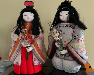2 Japanese Kimekomi Dolls