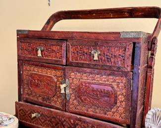 Woven Rattan Jewelry Chest