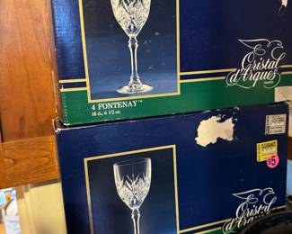 Two Boxes Cristal d'Arques France Fontenay - Set of 4 6 1/2 oz Wine Goblets Glasses