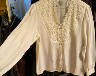 Che Studio Sheer White Floral Long Sleeve Blouse