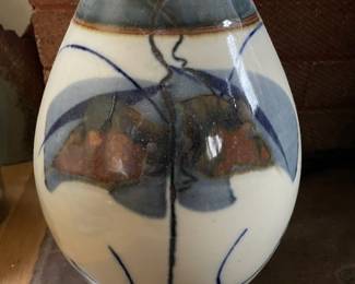 Sam Scott Blue, White & Blue Pottery Brushwork Vase