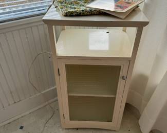 White Utility Cabinet with Glass Front Door