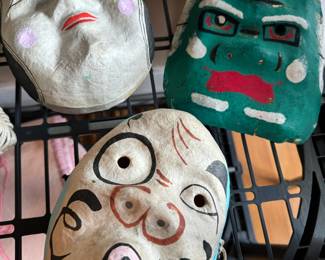 Japanese Paper Mache Masks - Japanese Traditional Noh Mask, Japanese Dragon Mask, Japanese Hariko Hyottoko Mask