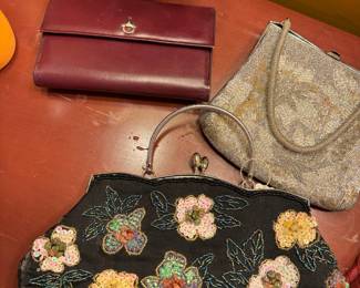 Black Clutch Purse with Sequined Floral Pattern, Gold/Silver Beaded Clutch Purse, Burgundy Clutch/Wallet