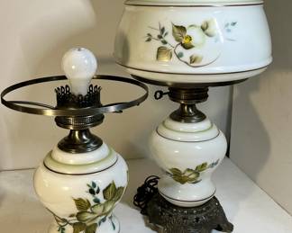 Gone with the wind hand painted green floral design table lamps