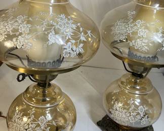 Beautiful Pair vintage Hurricane table lamps