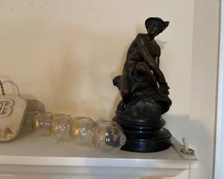 J  B PIGALLE Bronze sculpture of Mercury, 1714 - 1785