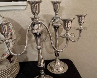 Double Key Hallmarked Sheffield Candelabra ( note one has been repaired )
