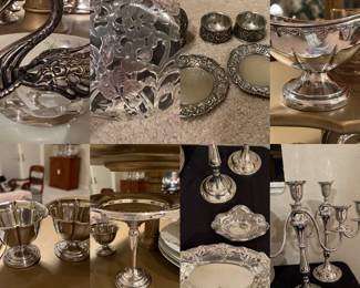 Collection of sterling and silver plate