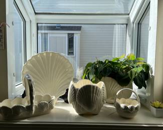 Collection of shell planters and dishes