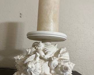 Shell pillar candle holder