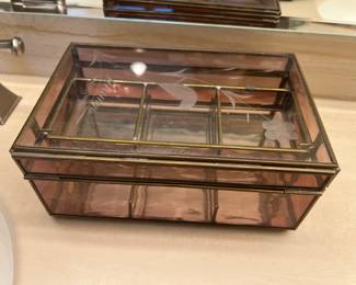 Glass and brass jewelry box