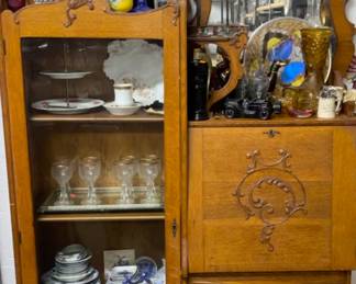 Antique Display Cab w/desk+ Drawers