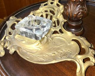 Vintage Brass Inkwell