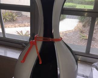 Black and white blown glass vase