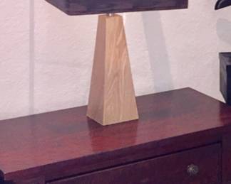 Pair Modern wood base lamps