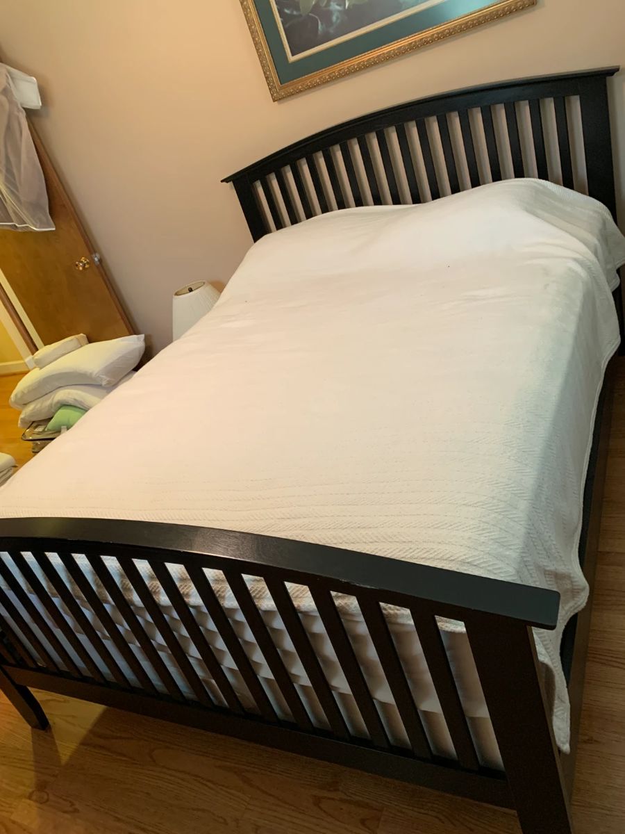 #3 Black Wood Bedframe Queen $175.00
#4 Queen Sealy Mattress/Box springs $100.00