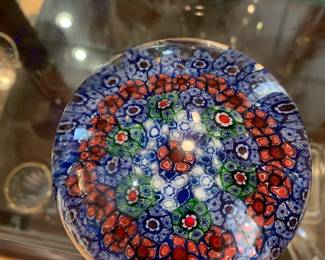 #30 Blue & orange Glass Paperweight $20.00