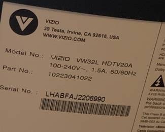 #76 Vizio TV w/remote Model VW32L HDTV20A $40.00