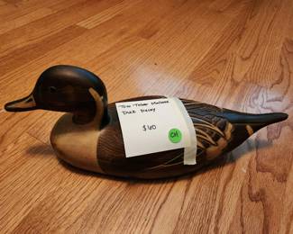 #305 Hand Carved Wood Duck Decoy Mallard Artist Tom Taber $60.00