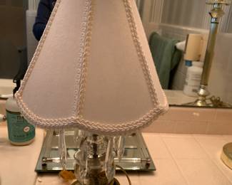 #19 Antique Crystal Glass Lamp w/glass prisms - 17" tall - set of 2 $150.00