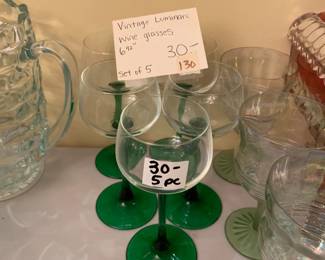 #130 Vintage Luminarc Wine Glasses 6.5" Tall - set of 5 $30.00