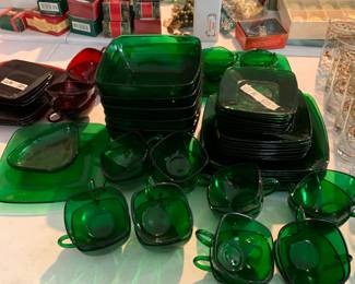 #171 Green Set of Dishes w/serving pieces - 61 pcs $60.00
