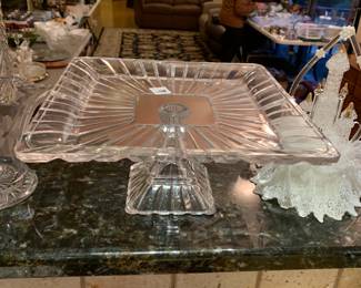 #136 Clear Square Pedestal Cake Pan - 11sq x 5.5"T $25.00