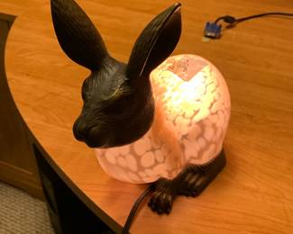 #77 Pink Glass Bunny Lamp $30.00