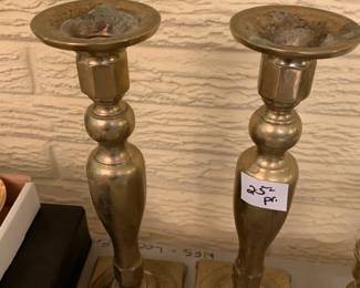 #134 Set of 2 Brass Candlesticks - 12" Tall - set of 14 $25.00
