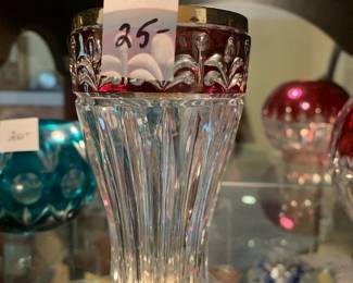 #33 Ruby Red Cut to Clear Bohemian Tumbler - 5" Tall $25.00