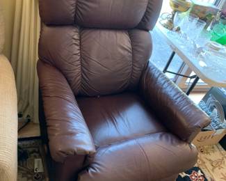 #49 Lazy-Boy Brown Leather Swivel Rocker Recliner w/continuous seat $275.00