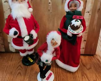 #320 Set of 3 - Byers Choice (Santa with mug - Girl skating - Mrs. Claus with pudding) $60.00