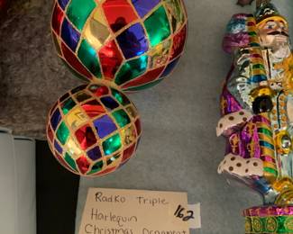 #162 Radko Triple Harlequin Christmas Ornament $75.00
