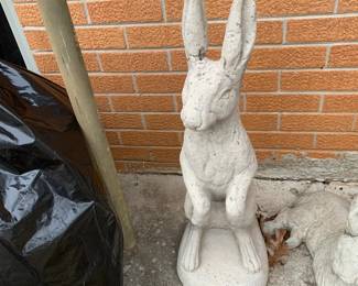 #119 Concrete Rabbit (as is ear) 28" Tall $30.00