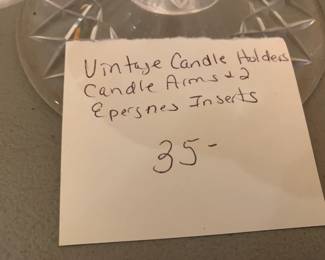 #133 Vintage Candle Holders Candle Arms & 2 epergnes Inserts $35.00