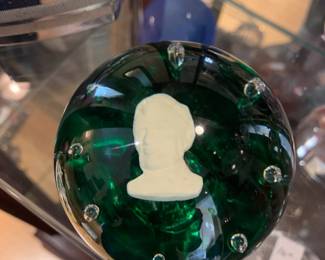 #29 Glass Paperweight w/Abraham Lincoln Head inside $40.00