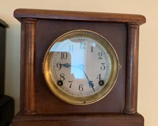 #42 Wood Key-winding Mantle Clock - Sessions Clock Co. - (no key) - 9.5x5x9.5 $75.00