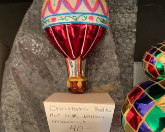 #163 Christopher Radko Hot Air Balloon Ornament $40.00