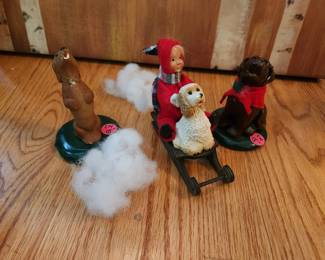 #322 Set of 3 - Byers Choice (Dog - Girl on sled with dog - Dob with scarf) (as is, some scratches) $45.00