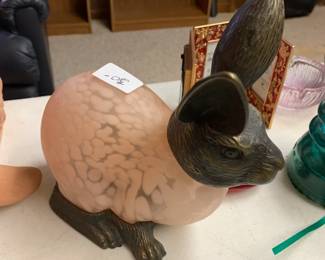 #77 Pink Glass Bunny Lamp $30.00
