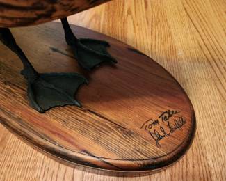 #310 Hand Carved Wood Goose Decoy Large Canadian Goose in stand - Artist Tom Taber $200.00