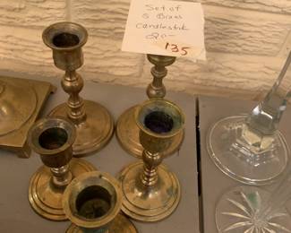 #135 Set of 5 Brass Candle Holders $20.00
