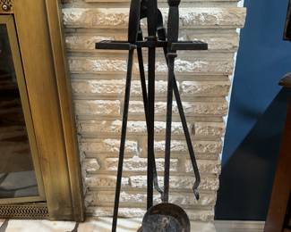 Set of antique fireplace tools