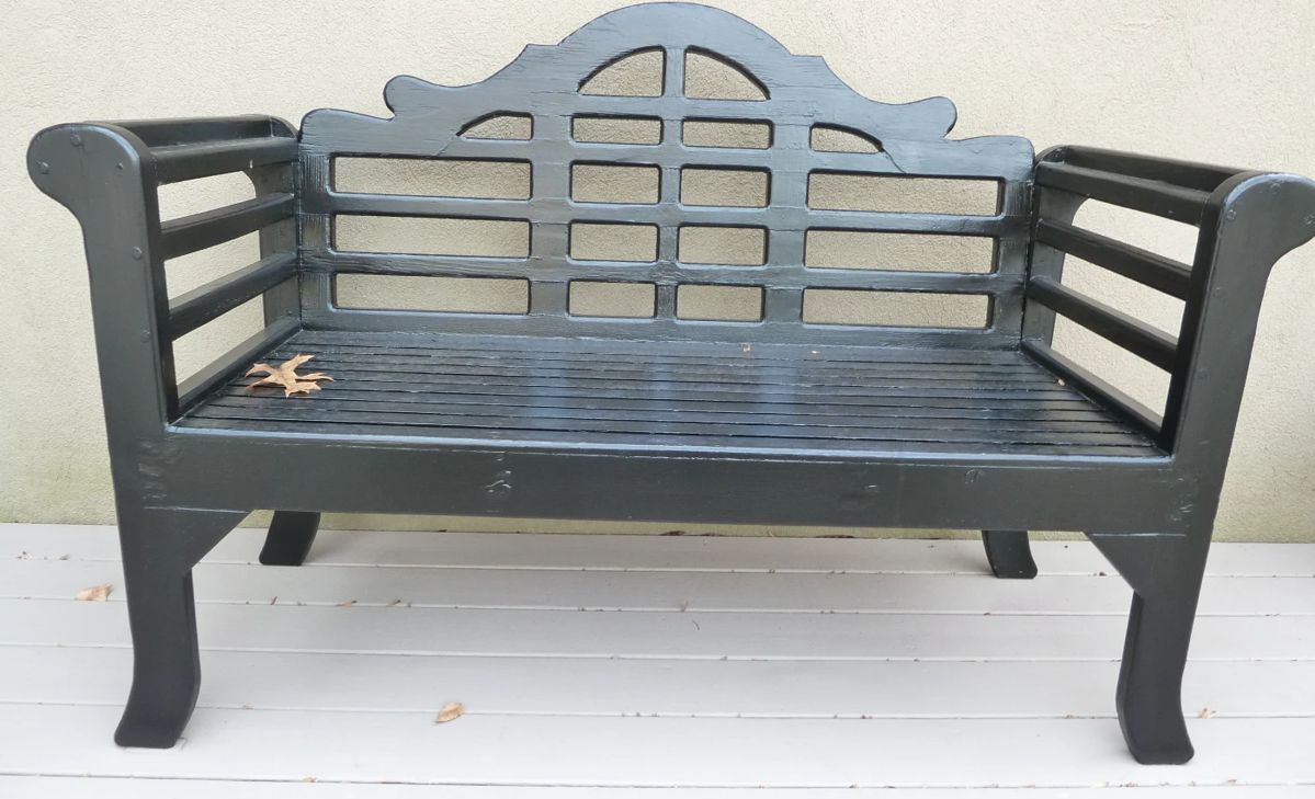 outdoor black bench