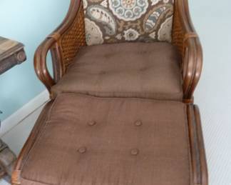 wicker chair and stool