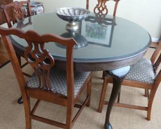 queen Anne table and Chippendale chairs